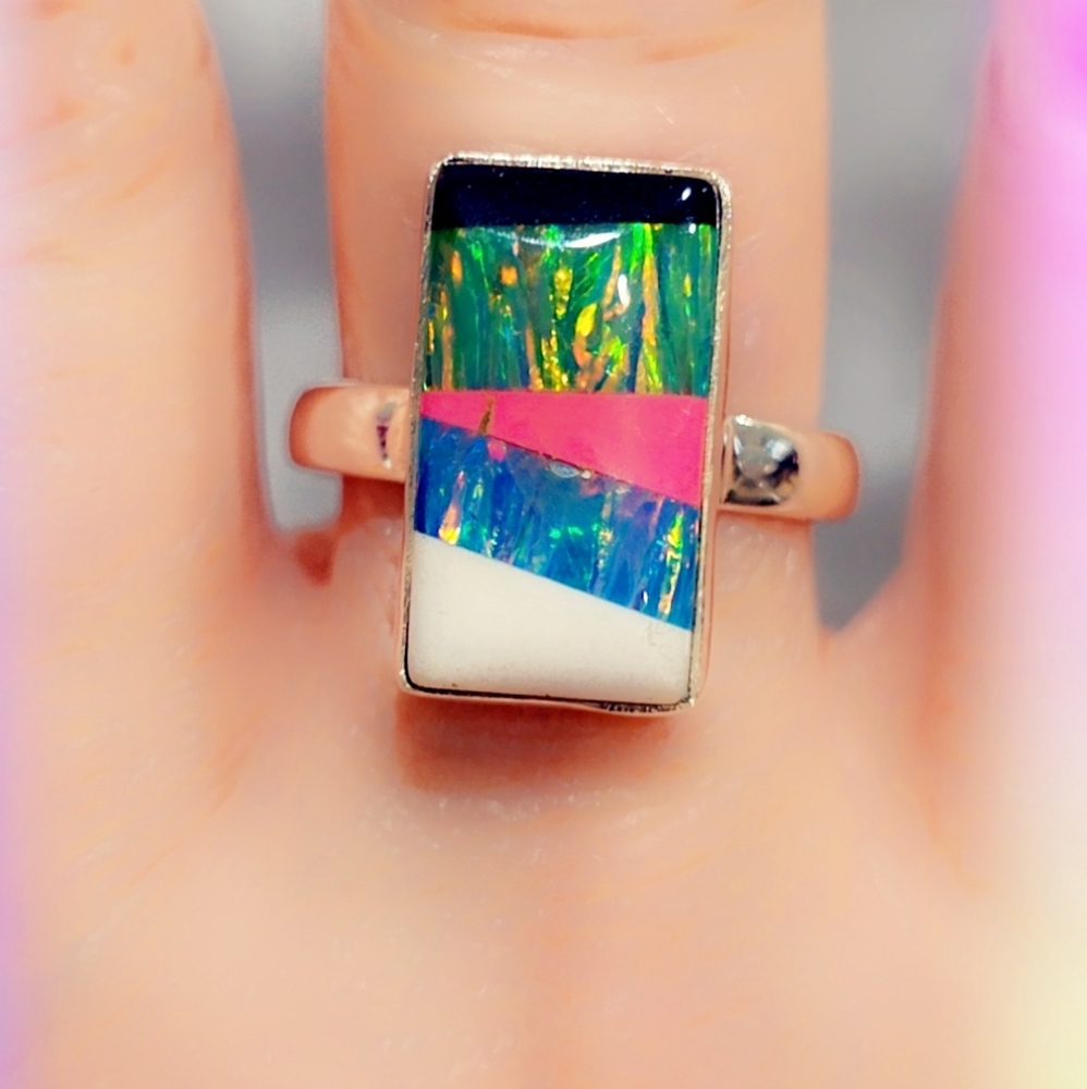 Opal Sterling Gemstone Ring